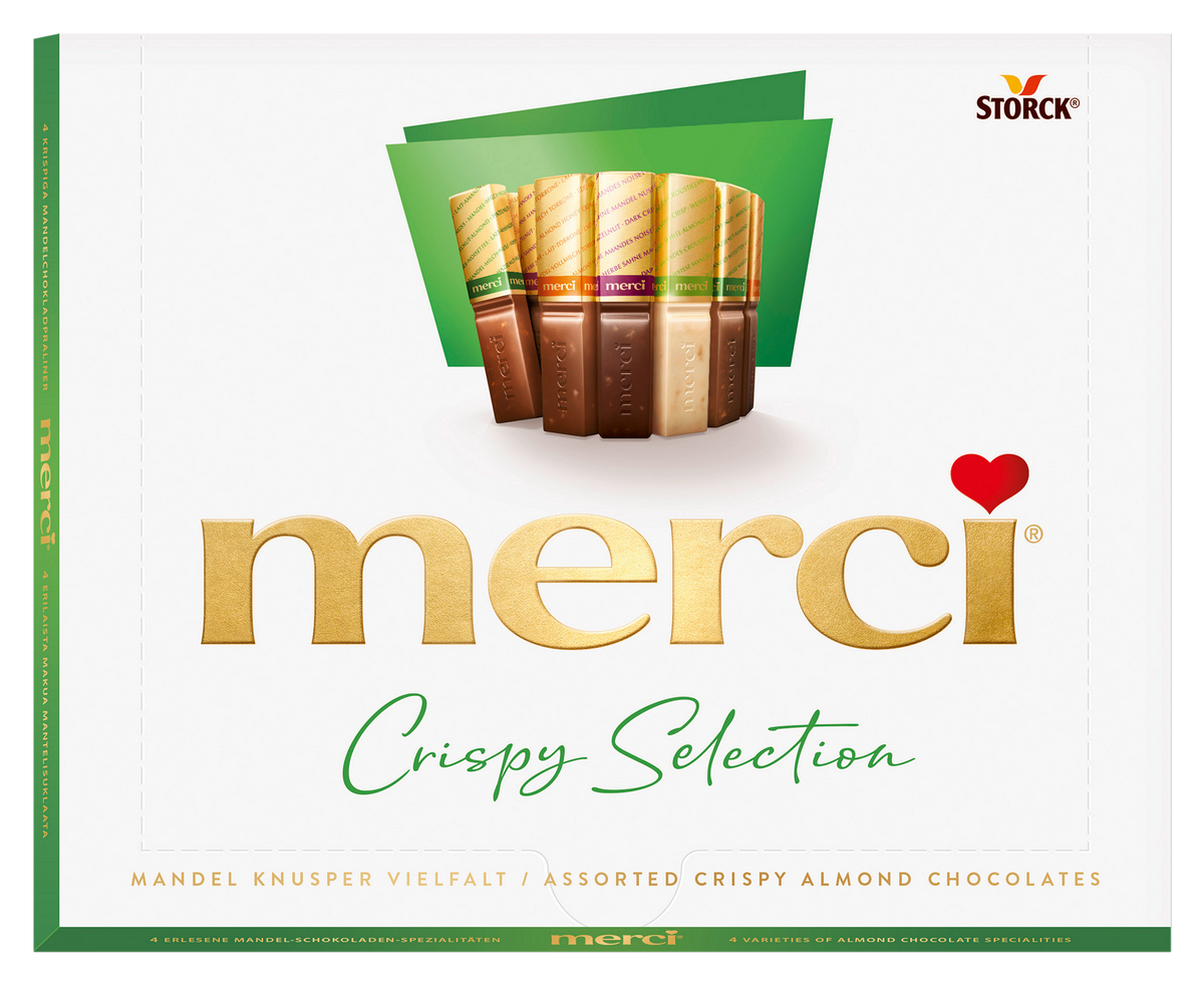 Шоколадови бонбони MERCI Crispy Almond бадемова селекция 250 г