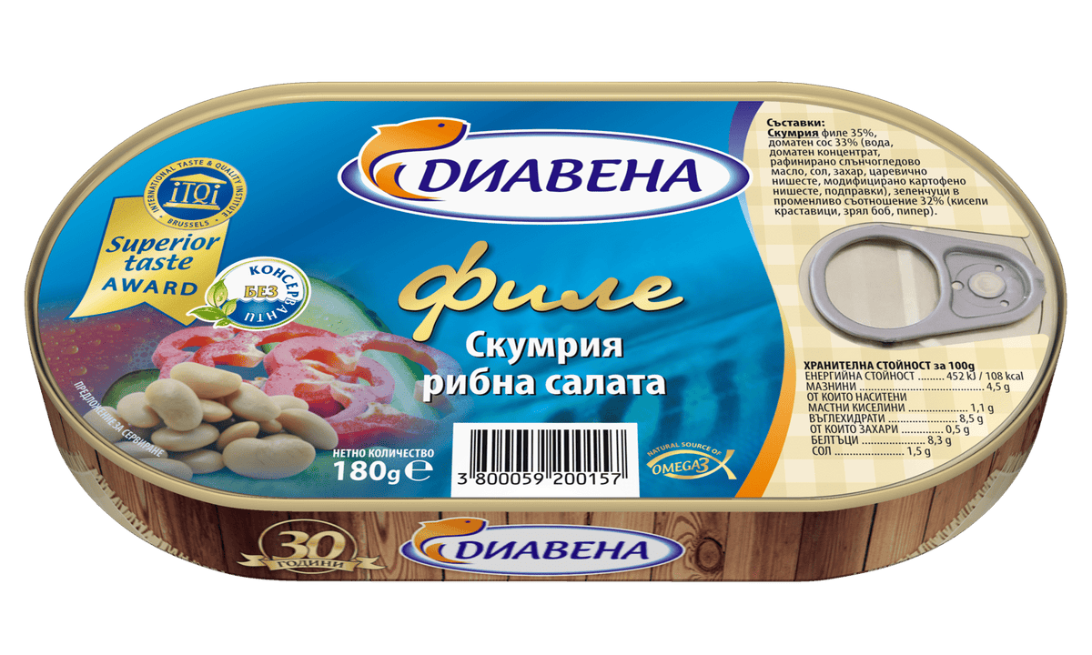 Рибна салата ДИАВЕНА скумрия със зеленчуци 180 г