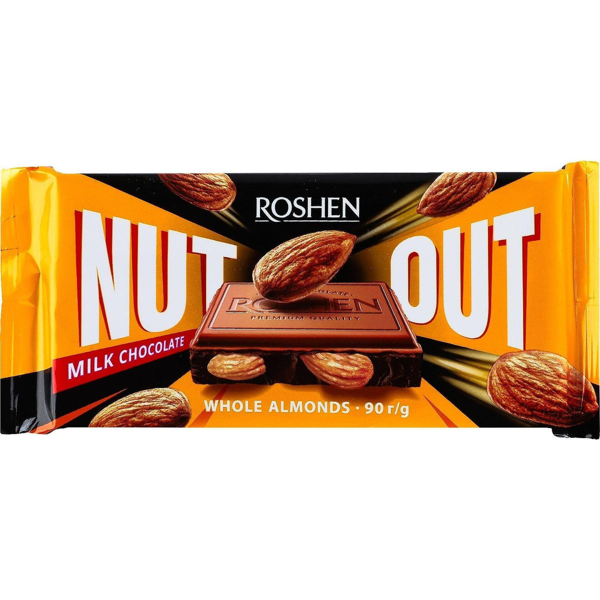 Шоколад ROSHEN Nut Out млечен с цели бадеми 90 г