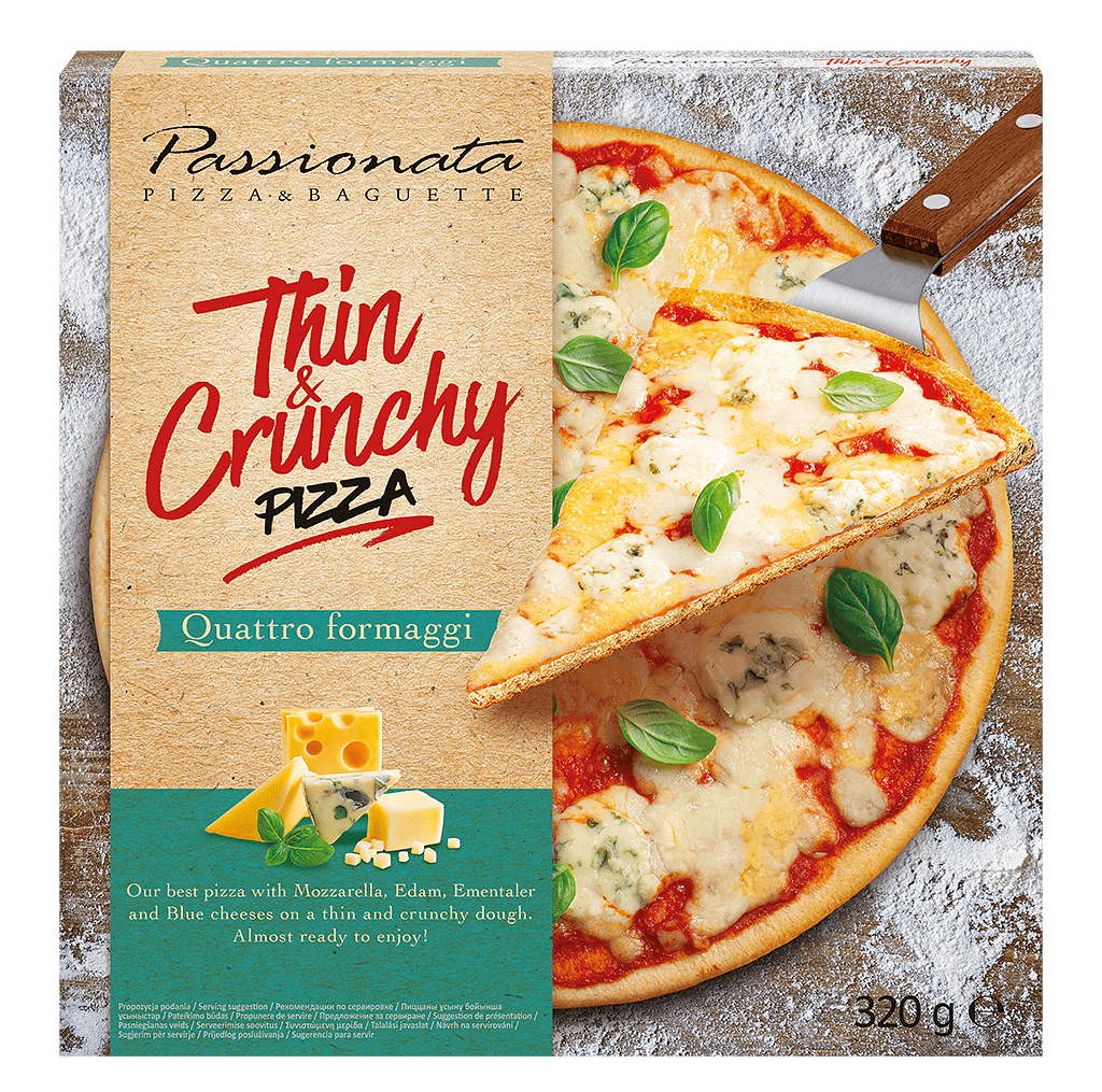 Замразена Пица Passionata Thin & Crunchy Quattro Formaggi 320 г