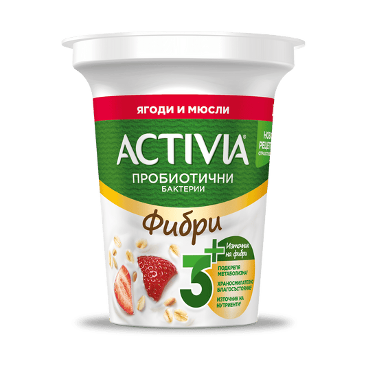 ACTIVIA фибри 3+ с ягоди и мюсли 280 г