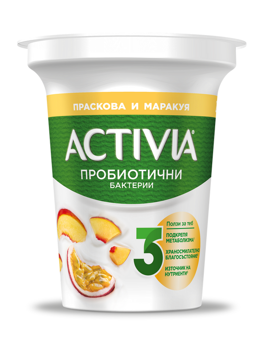 Activia пробиотични бактерии праскова и маракуя 280 г