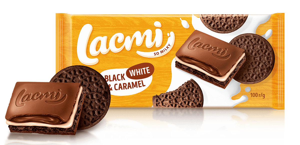 Шоколад LACMI бял и черен с карамел 100 г