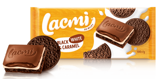 Шоколад LACMI бял и черен с карамел 100 г