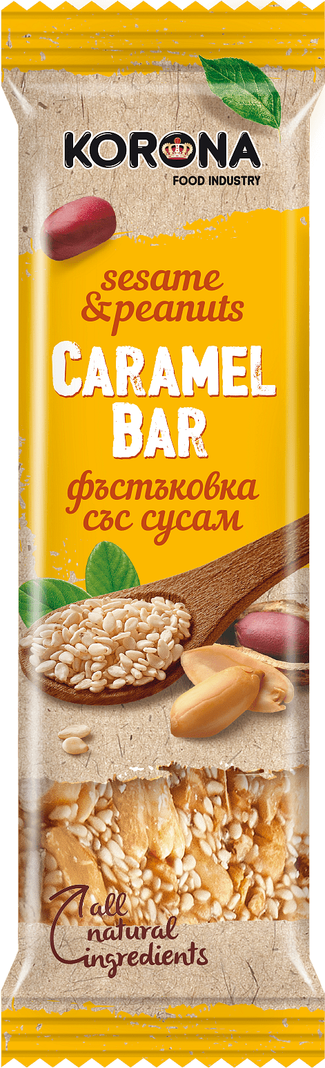 Карамелен бар KORONA с фъстъци и сусам 45 гр.