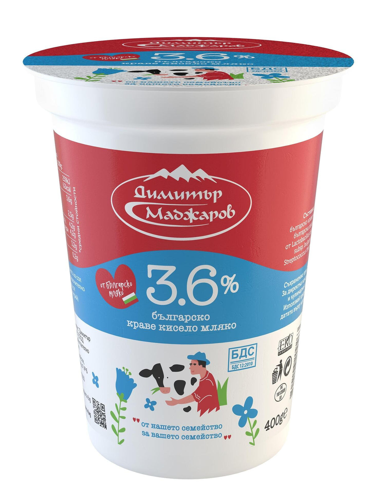 Кисело мляко МАДЖАРОВ по БДС 3.6% 400 г