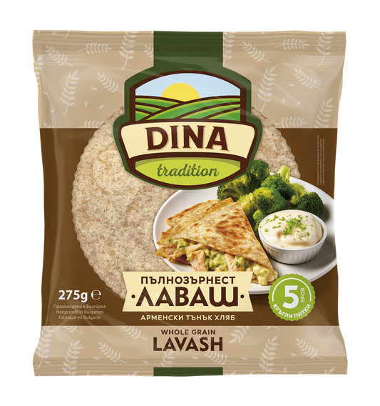 Лаваш DINA пълнозърнест 5 бр., 250 г