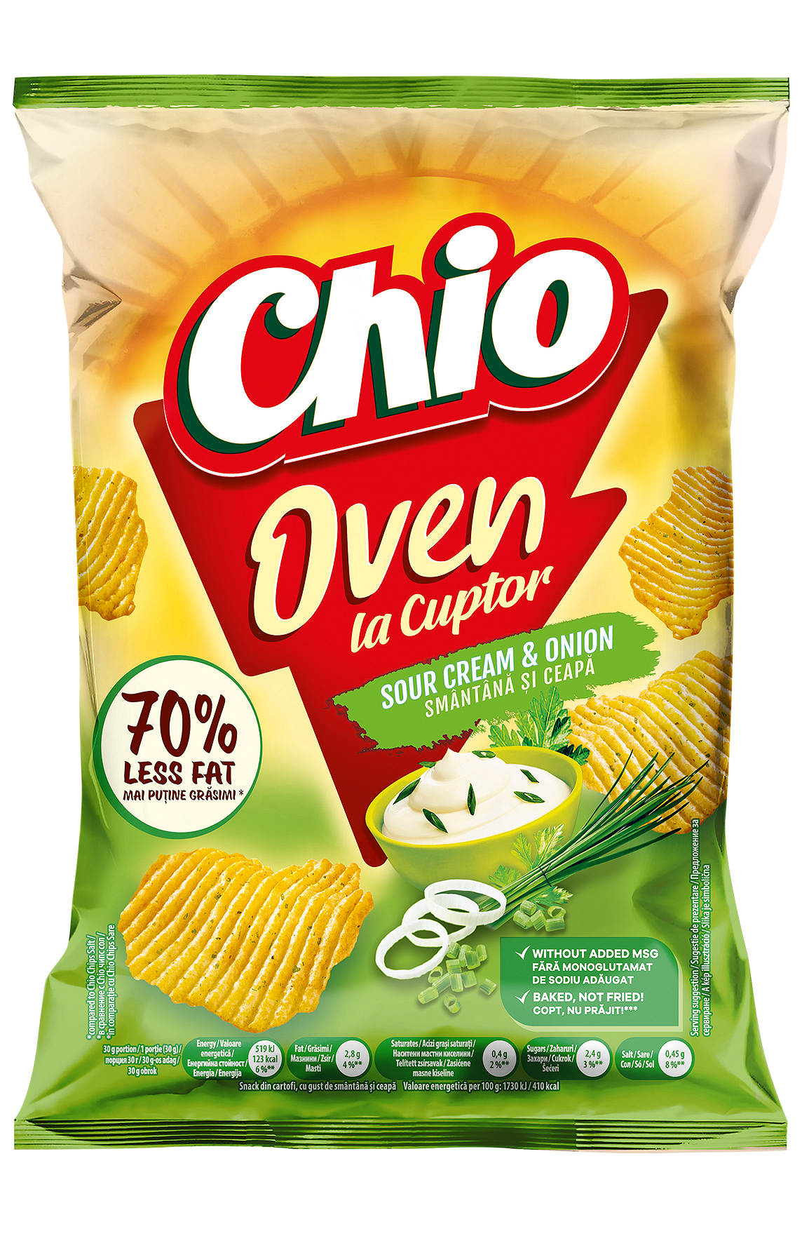 Печен чипс CHIO OVEN сметана и лук 100 г