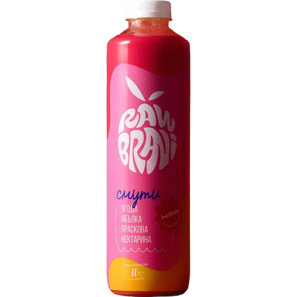 RAW BRANI смути от ягода, ябълка и праскова 1 л