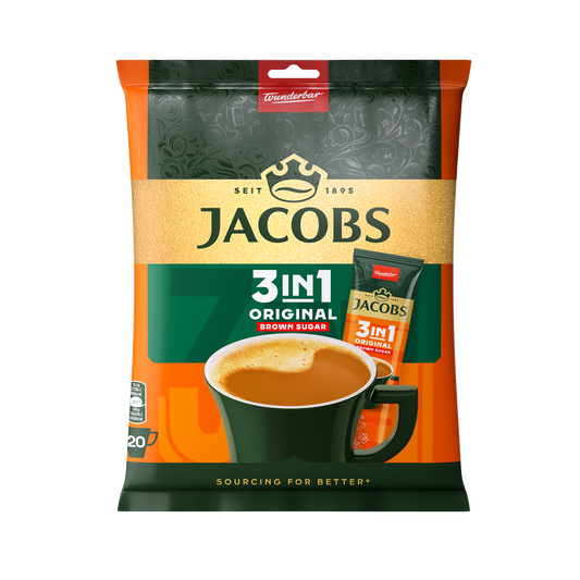 Разтворимо кафе JACOBS 3in1 Original Brown Sugar плик 20 бр.