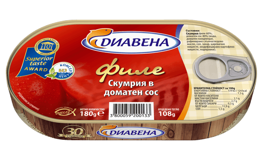 Скумрия филе ДИАВЕНА в доматен сос 180 г