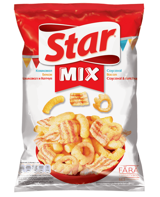 Снакс STAR MIX с кашкавал, бекон и кетчуп 90 г