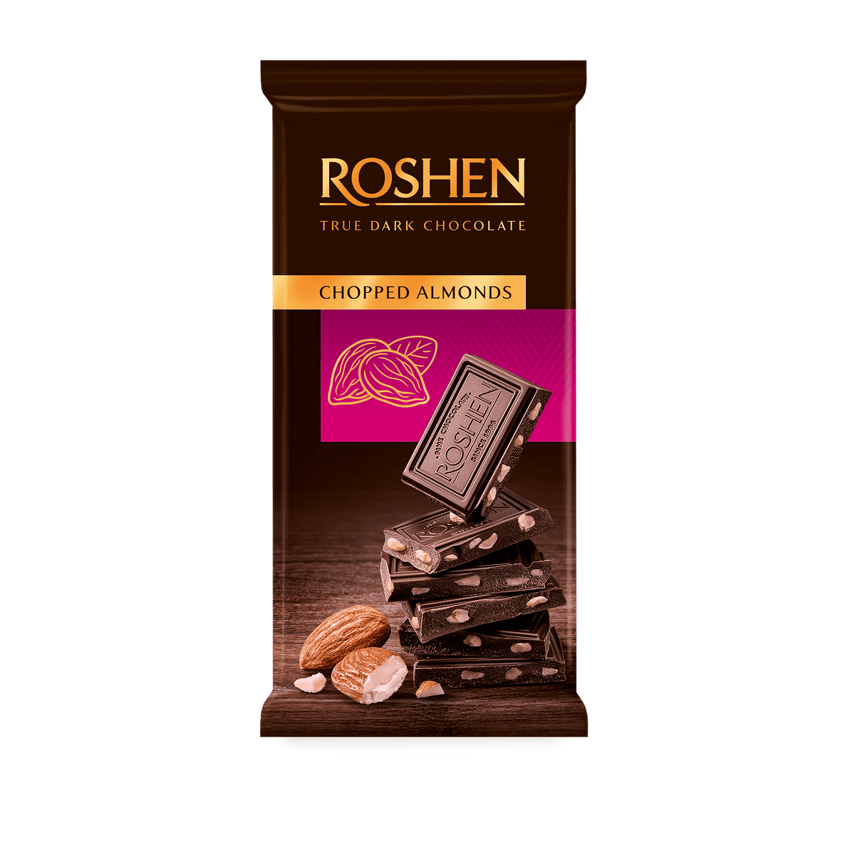 Шоколад ROSHEN Dark Chocolate Chopped Almonds 90 г