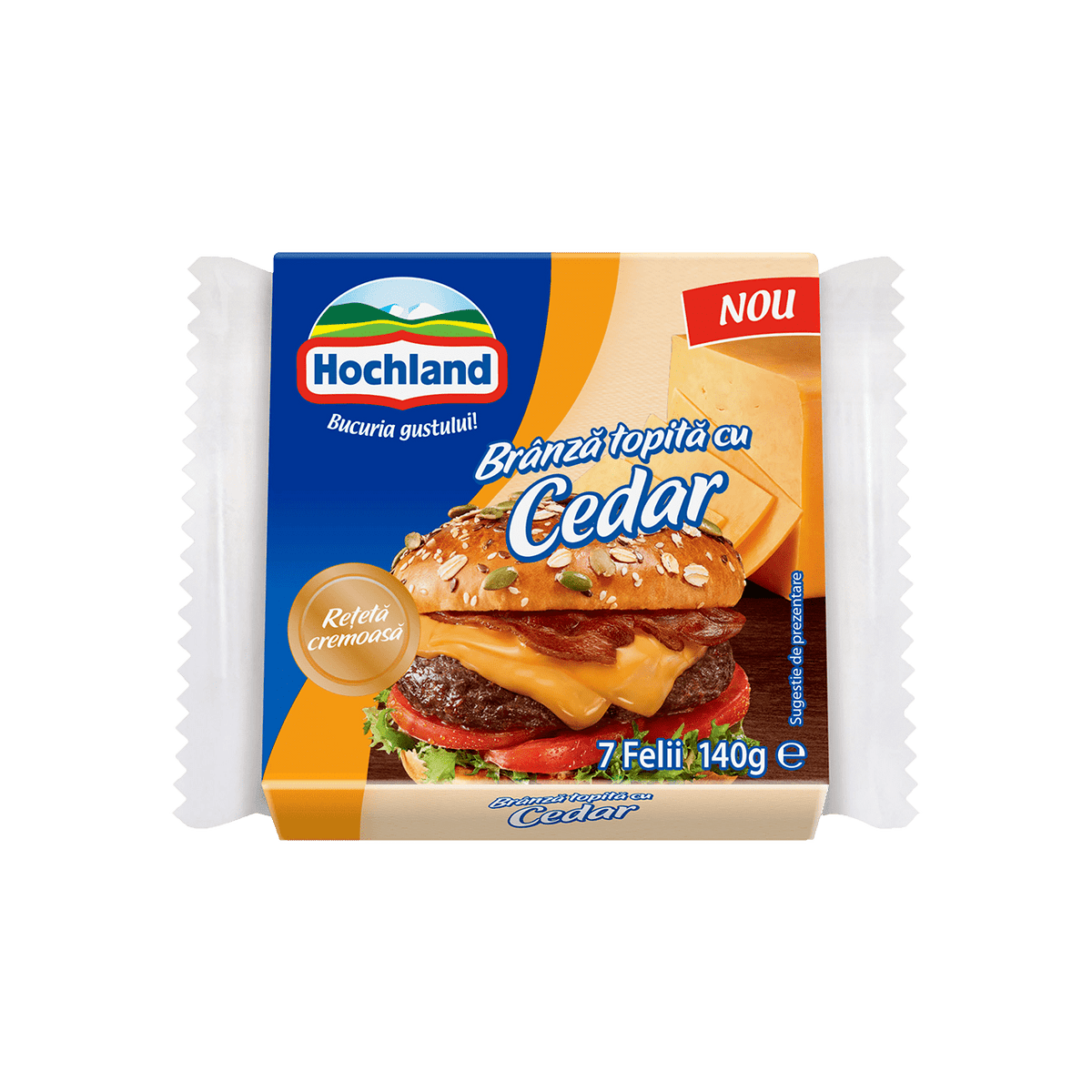 Топено сирене HOCHLAND чедър слайс 140 г